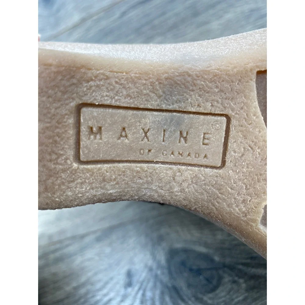 Maxine of Canada Mid-Calf Boots Women 10M Brown Suede Faux Fur Trim Wedge Heel